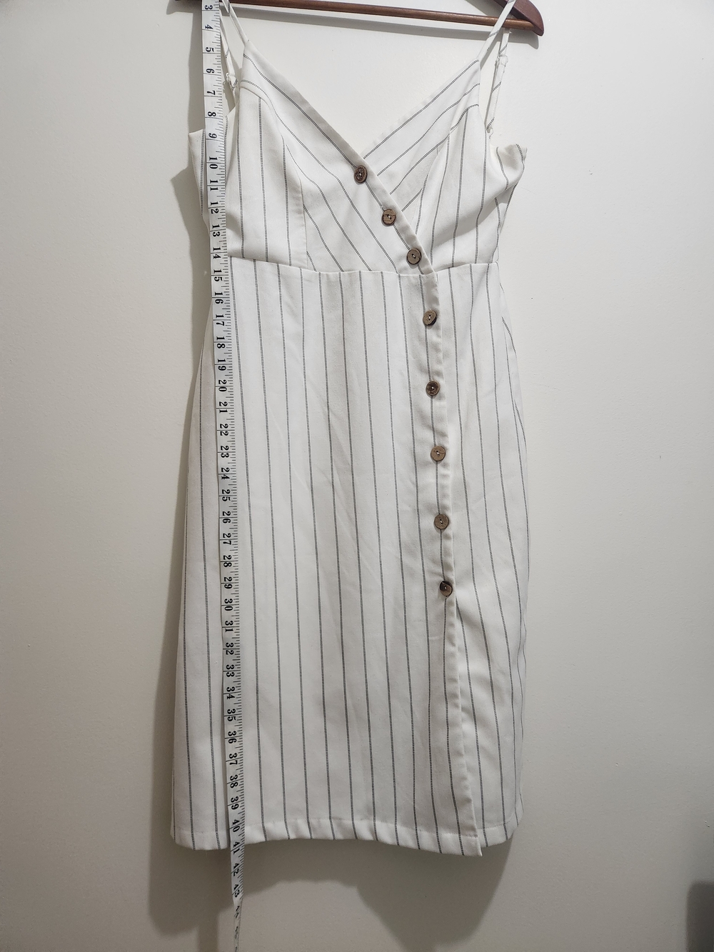 Ardene White Striped Button-Front Midi Dress - Picture 7 of 10